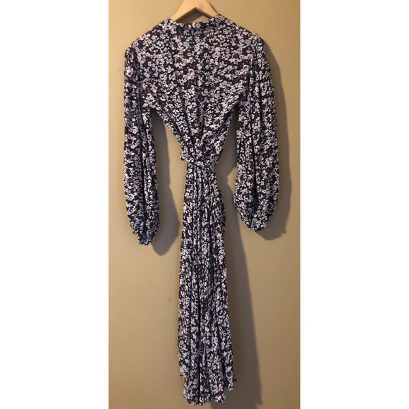 NWT Ganni phantom floral printed midi wrap dress - Picture 7 of 10